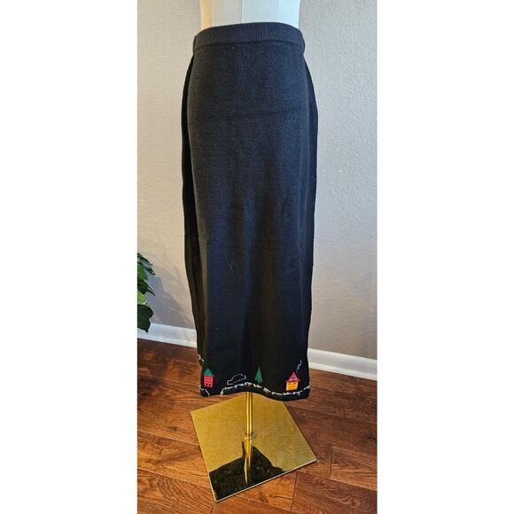 NWT Vintage Quacker Factory Christmas Sweater and‎ Skirt Set Women Size M Black - Picture 3 of 10